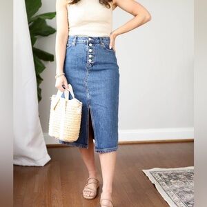 Banana Republic Denim Button-Front Pencil Jean Skirt time capsule SZ 10 timeless